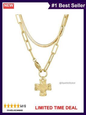 Chunky Cross Pendant Necklace Set Stainless Steel PVD Coated Waterproof 16" 18"